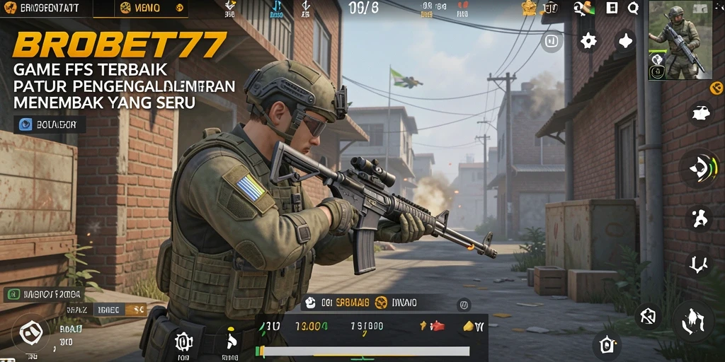 Tampilan gameplay BROBET77 yang menegangkan dengan aksi tembak-menembak yang intens.