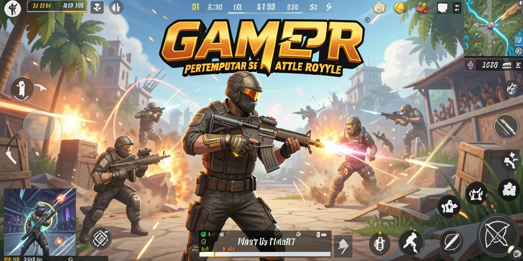 Tampilan gameplay seru dalam pertempuran Battle Royale di GAMERP.