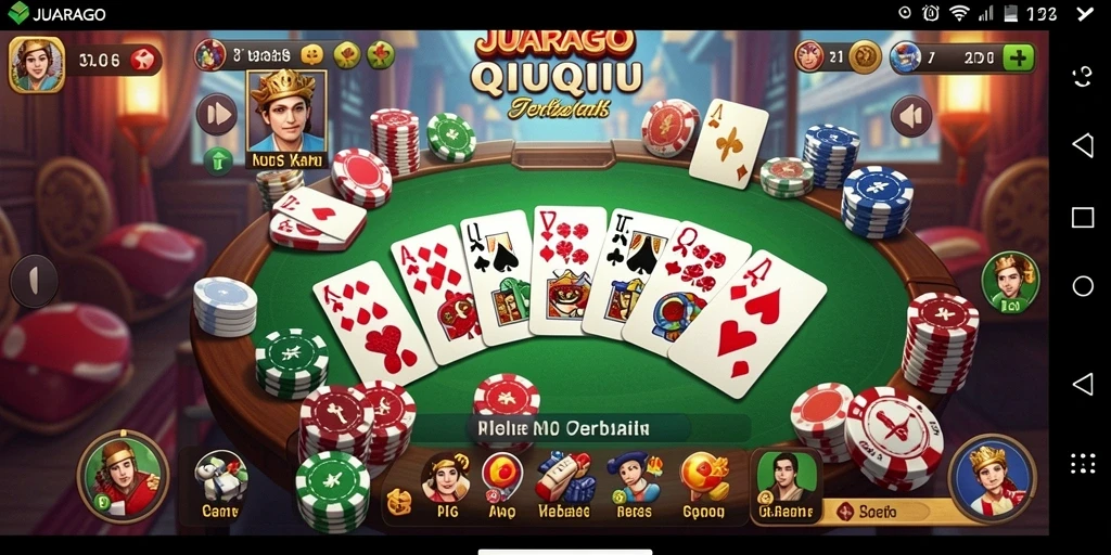 Tampilan gameplay seru dalam JUARAGO, permainan QiuQiu yang menantang.