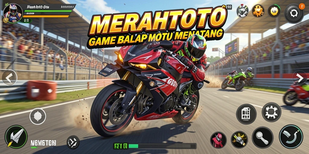 Screenshot gameplay seru dari MERAHTOTO saat balapan motor.