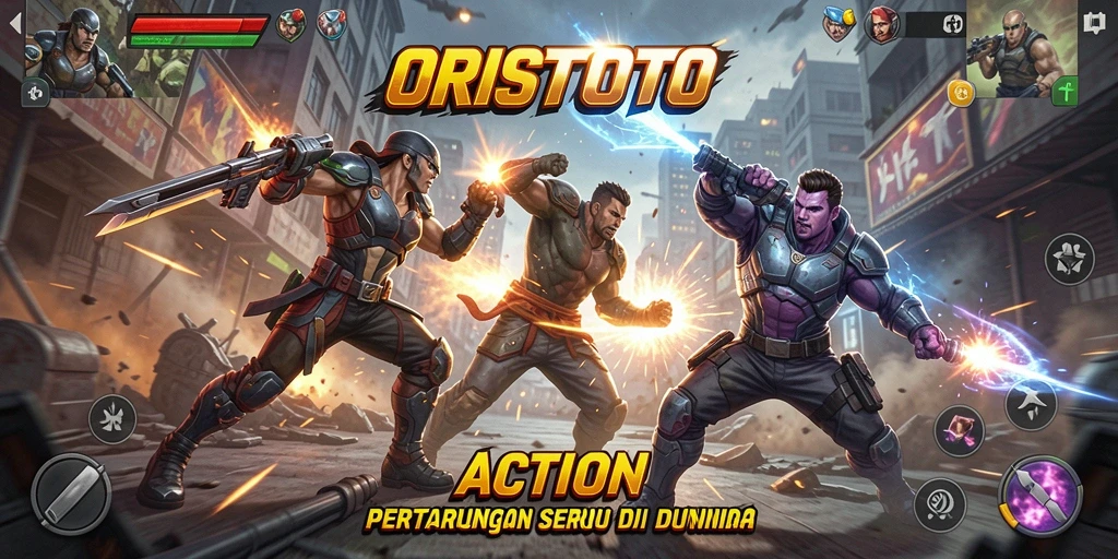Screenshot gameplay ORISTOTO menampilkan pertarungan seru dan karakter yang menarik.