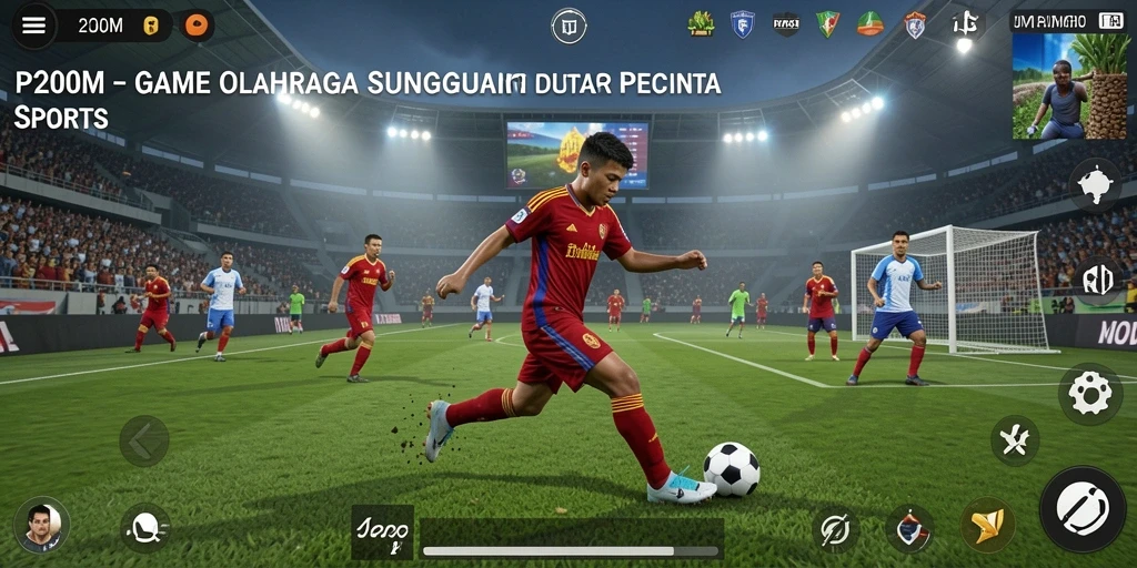 Tangkapan layar utama P200M menampilkan aksi seru dalam pertandingan olahraga.