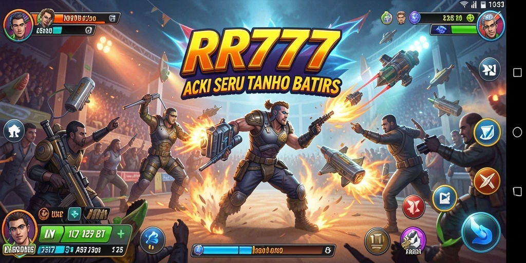 Screenshot gameplay RR777: pertempuran seru dengan grafis menawan.
