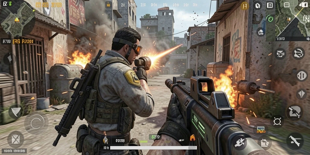 Tampilan gameplay <strong>RR789</strong> menampilkan aksi tembak-menembak seru dan mendebarkan.