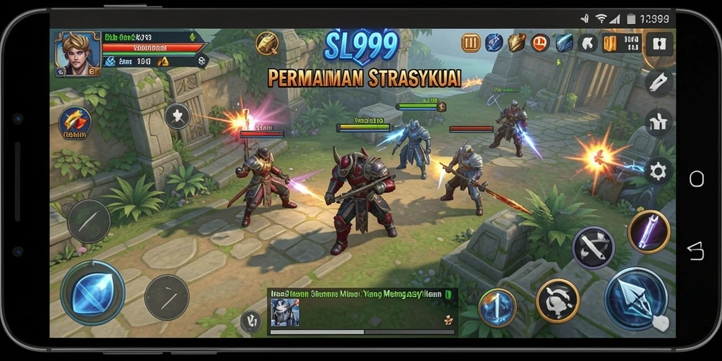 Tangkapan layar gameplay SL999 menampilkan pertempuran strategi yang intens.