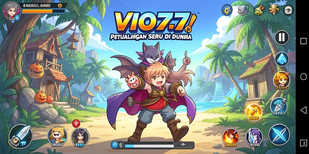 Tampilan gameplay VIO77 dengan karakter anime yang beraksi.