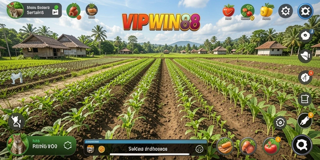 Tampilan gameplay seru dari VIPWIN88 saat mengelola ladang pertanian.